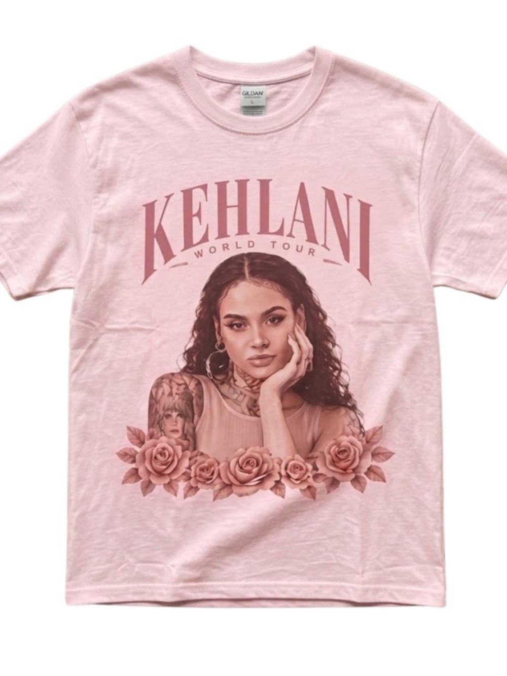 Gildan Pink Kehlani Floral Portrait Tour Tee